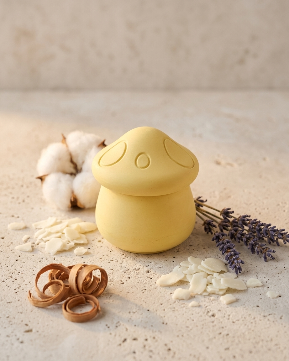 mushroom shaped concrete candle jar gypsum vessel empty with lid sealed gift ready premium festival gifting India