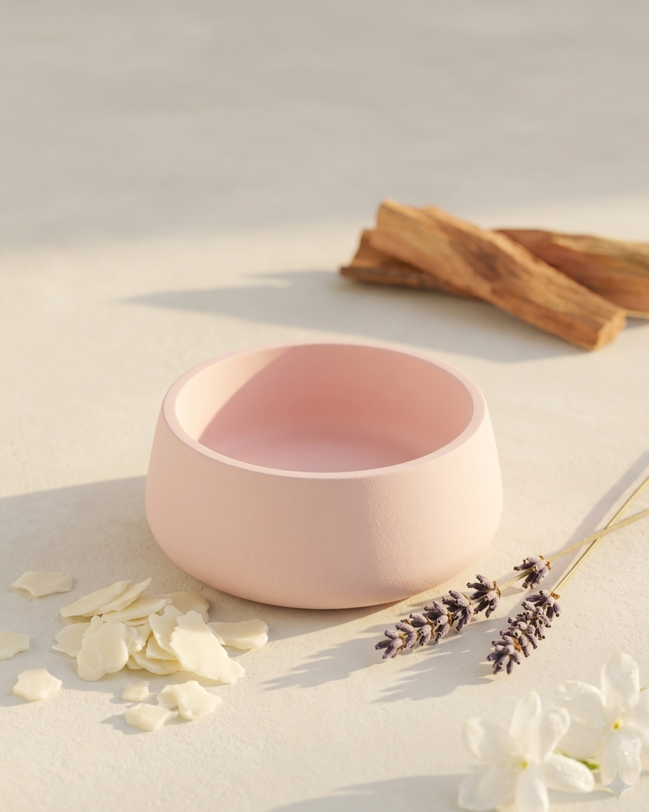 3D bow ribbon shaped concrete candle bowl gypsum vessel soy wax empty open vessel artisan handmade candle container India