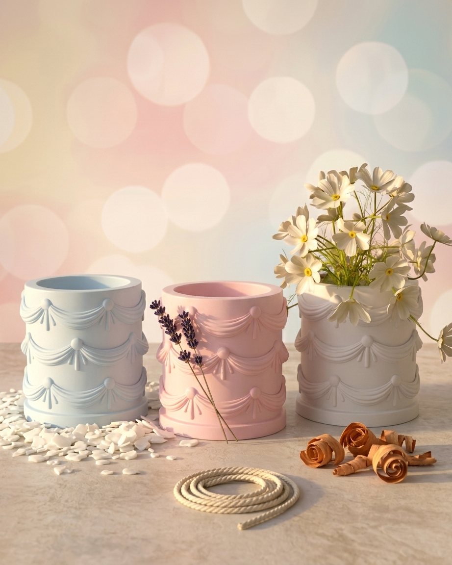 vintage drape textured concrete candle jar gypsum vessel empty empty open vessel wholesale bulk order India