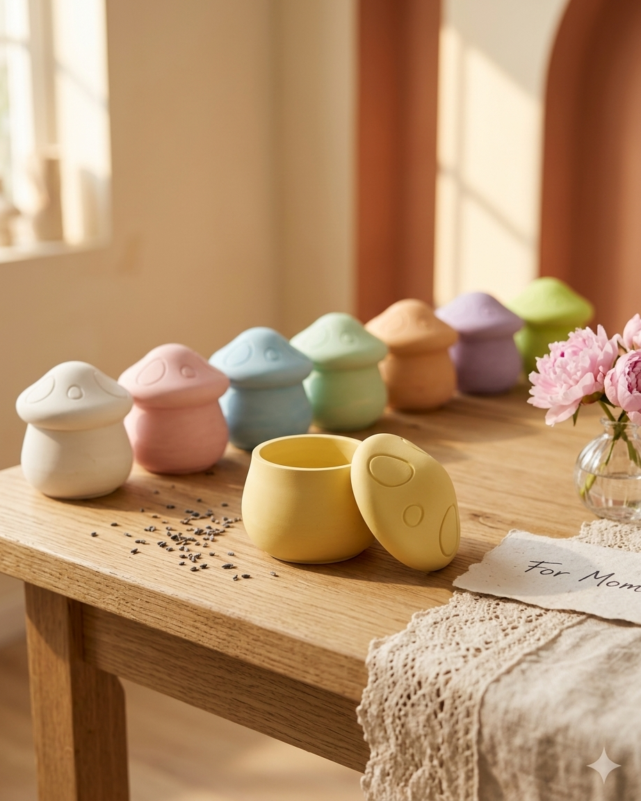 mushroom shaped concrete candle jar gypsum vessel empty with lid sealed gift ready eco friendly reusable candle India