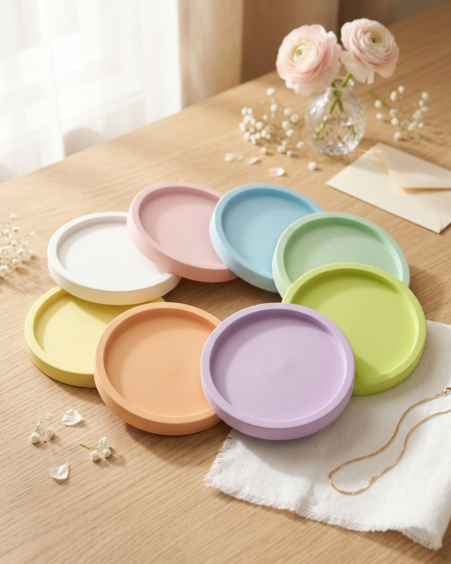 round circular concrete trinket tray jewellery organiser gypsum empty open vessel wholesale bulk order India