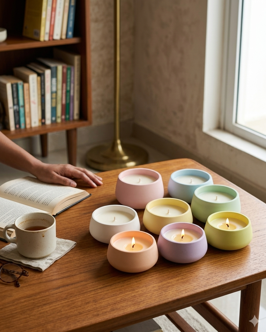 3D bow ribbon shaped concrete candle bowl gypsum vessel soy wax empty open vessel gypsum concrete candle supplies India