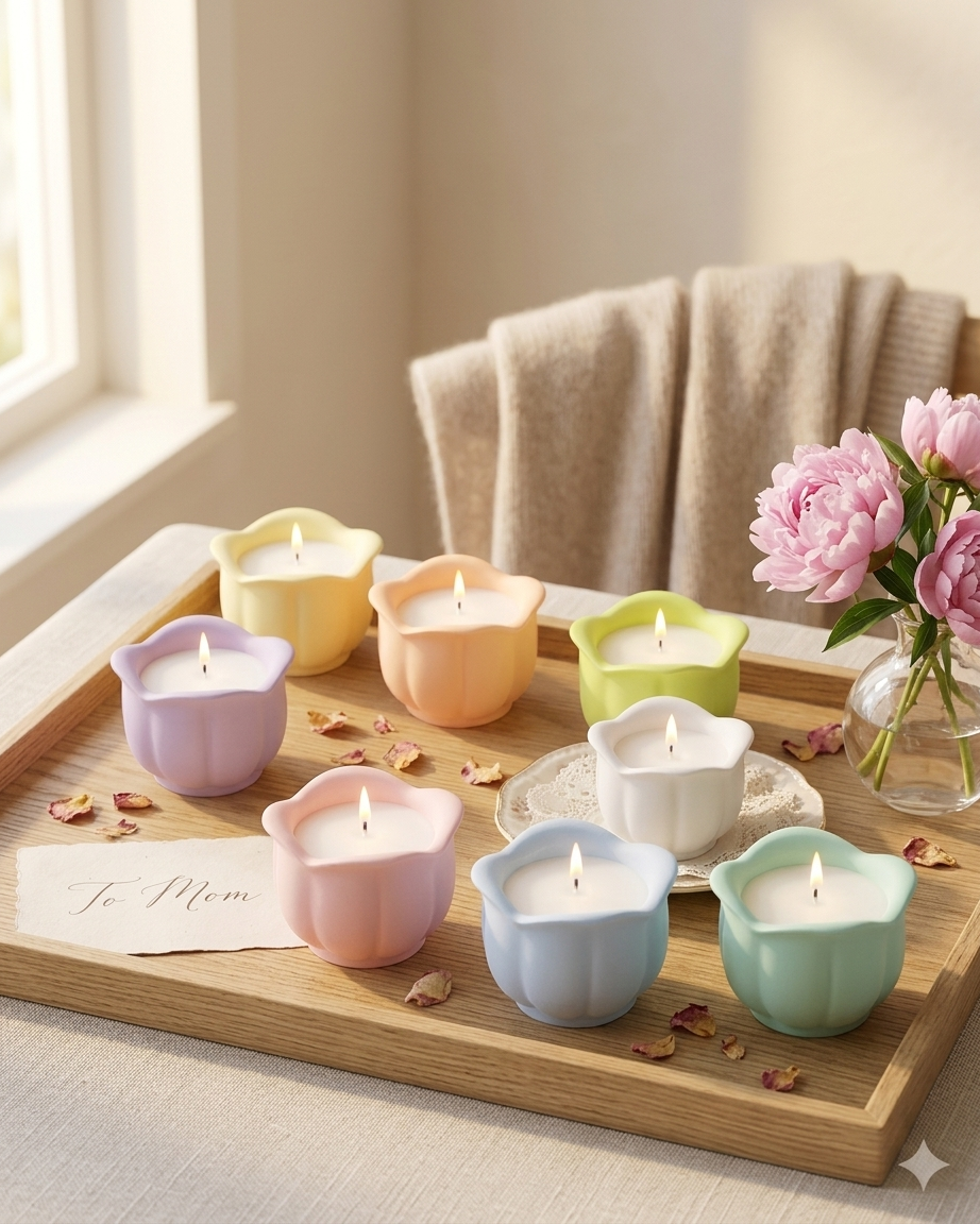 flower shaped concrete candle jar gypsum vessel empty empty open vessel artisan handmade candle container India
