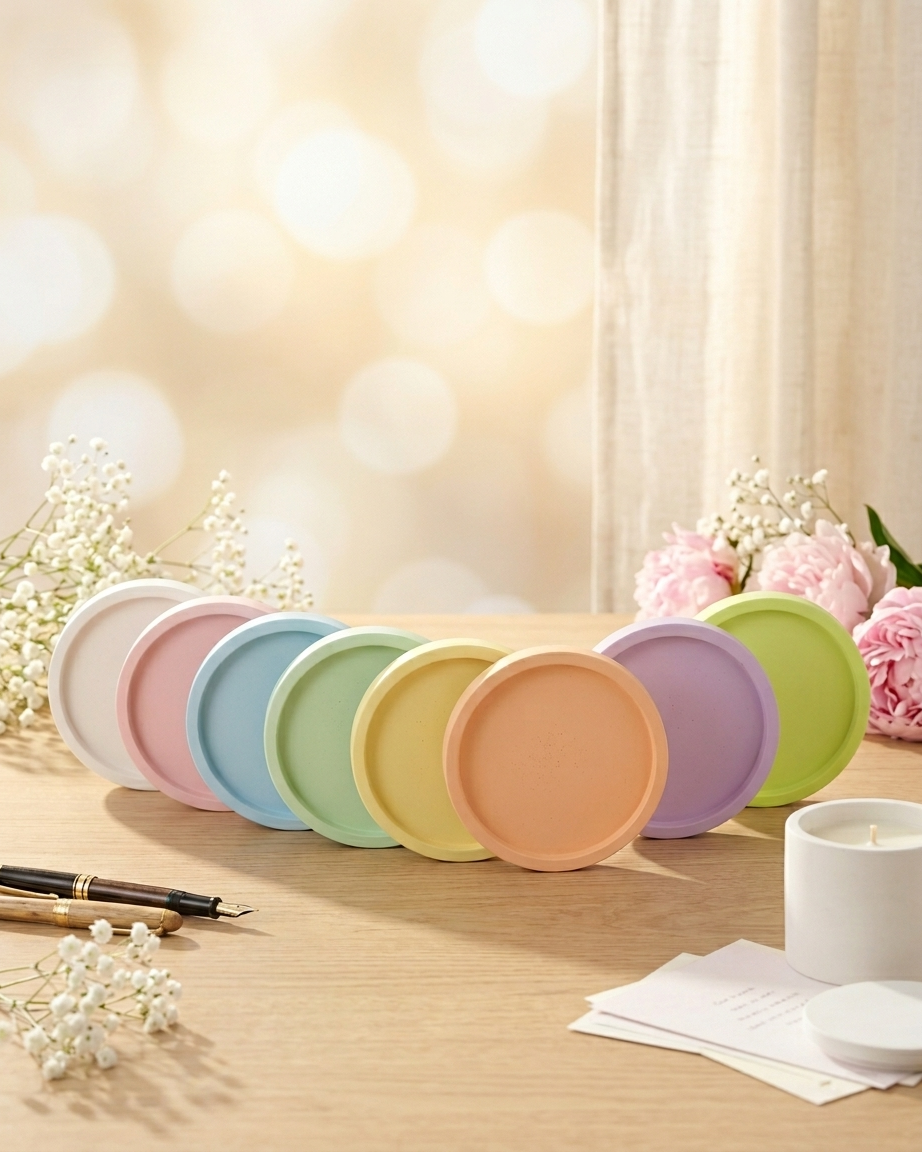 round circular concrete trinket tray jewellery organiser gypsum empty open vessel candle making raw material wholesale India