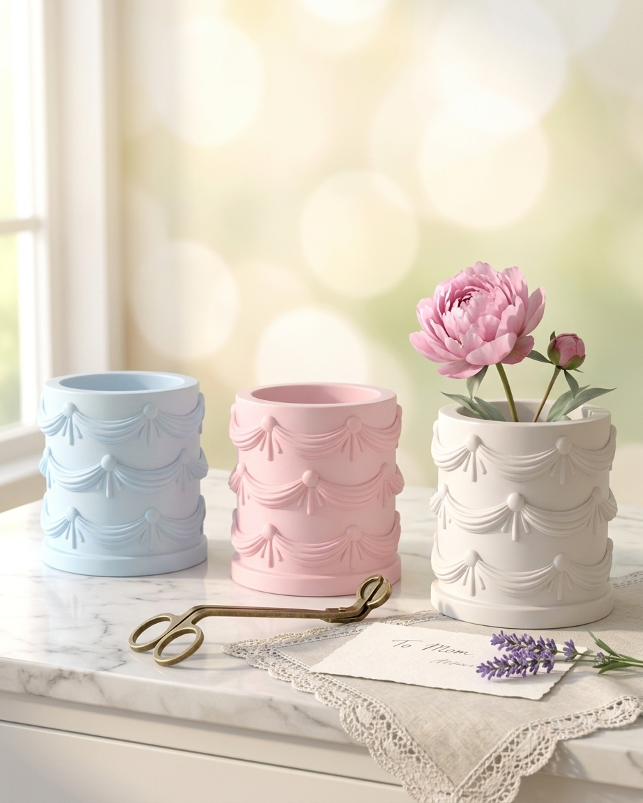 vintage drape textured concrete candle jar gypsum vessel empty empty open vessel premium festival gifting India