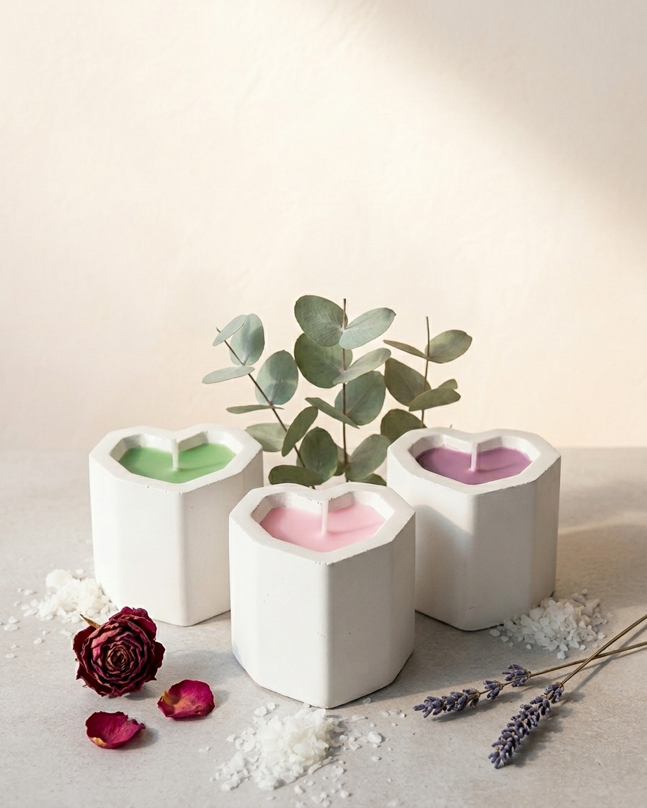 Wholesale small concrete heart jar candle making Valentine favour vessel India