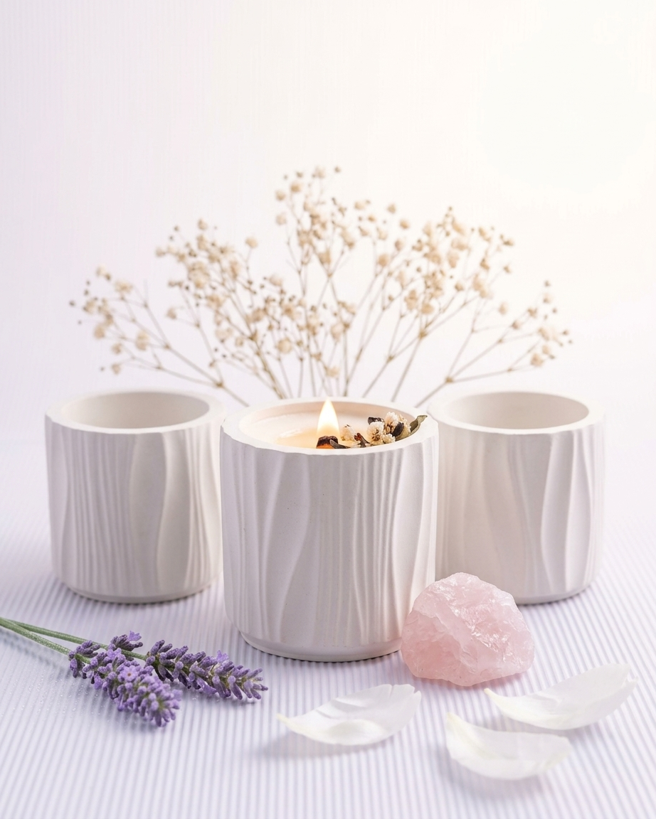 Designer concrete candle jar empty unique artisan shape gypsum vessel wholesale India