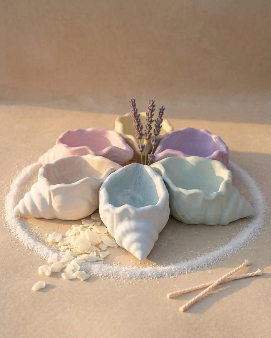 Concrete conch sea shell jar empty gypsum vessel coastal candle making wholesale India