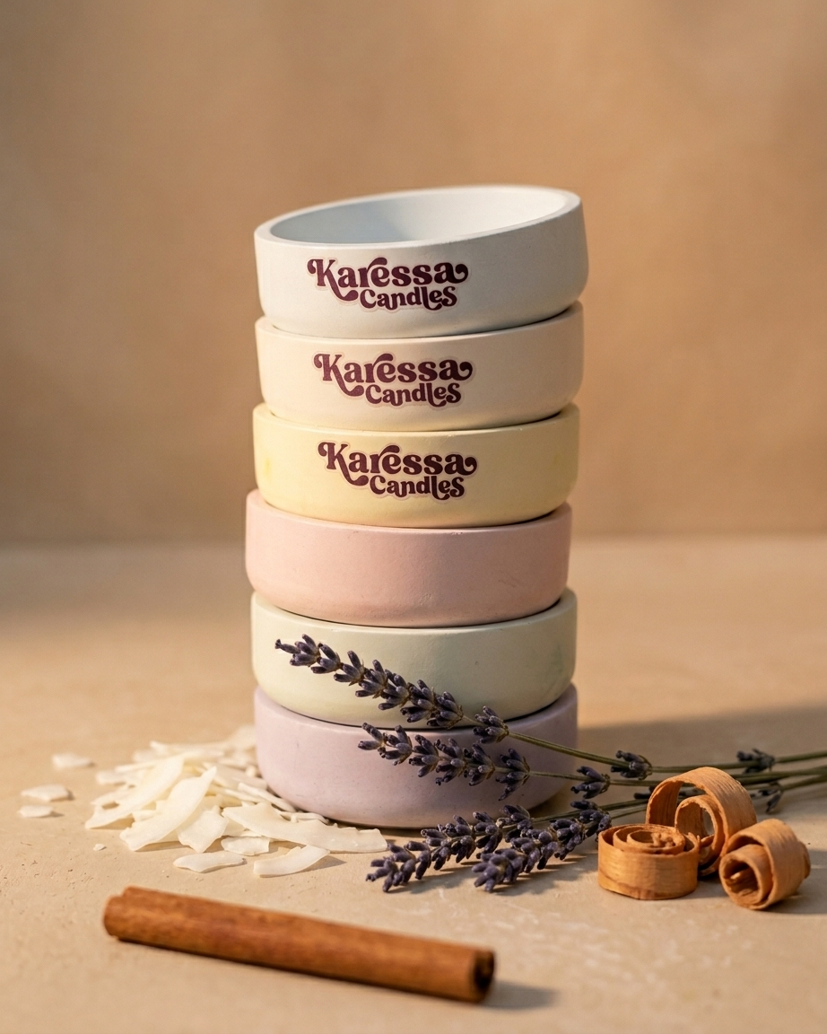Round dish concrete gypsum tealight jar for candle making India wide open vessel wholesale