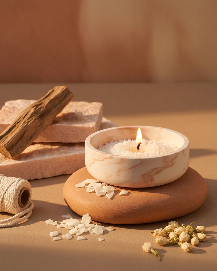 Round dish concrete gypsum tealight jar for candle making India wide open vessel wholesale