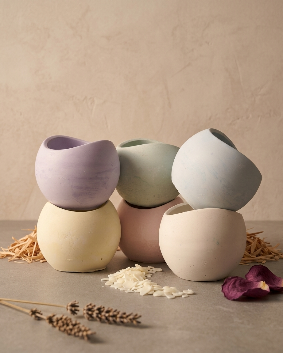 Concrete round designer jar for candle making India gypsum premium vessel DIY wholesale