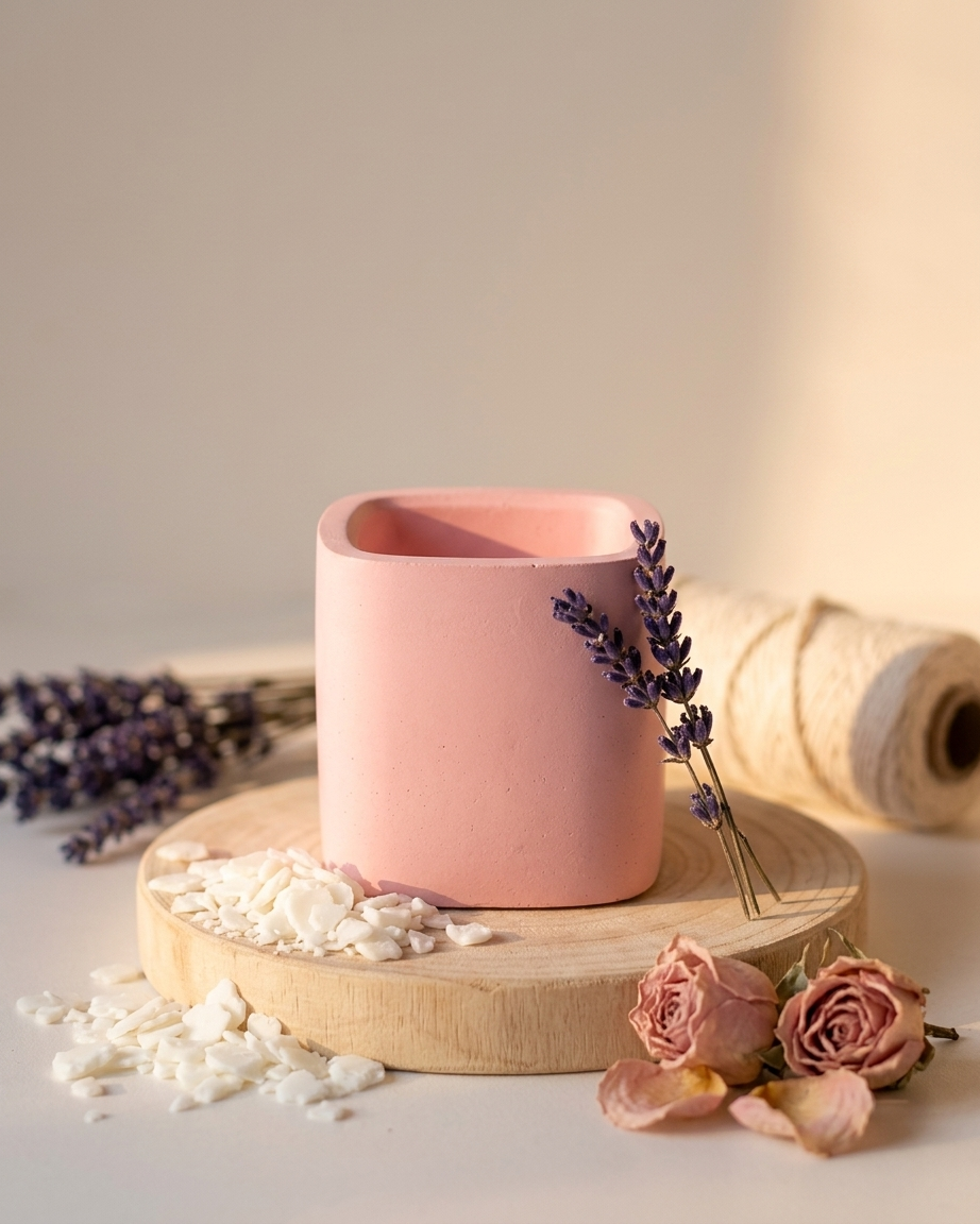 Small square votive concrete gypsum jar for candle making India geometric vessel wholesale