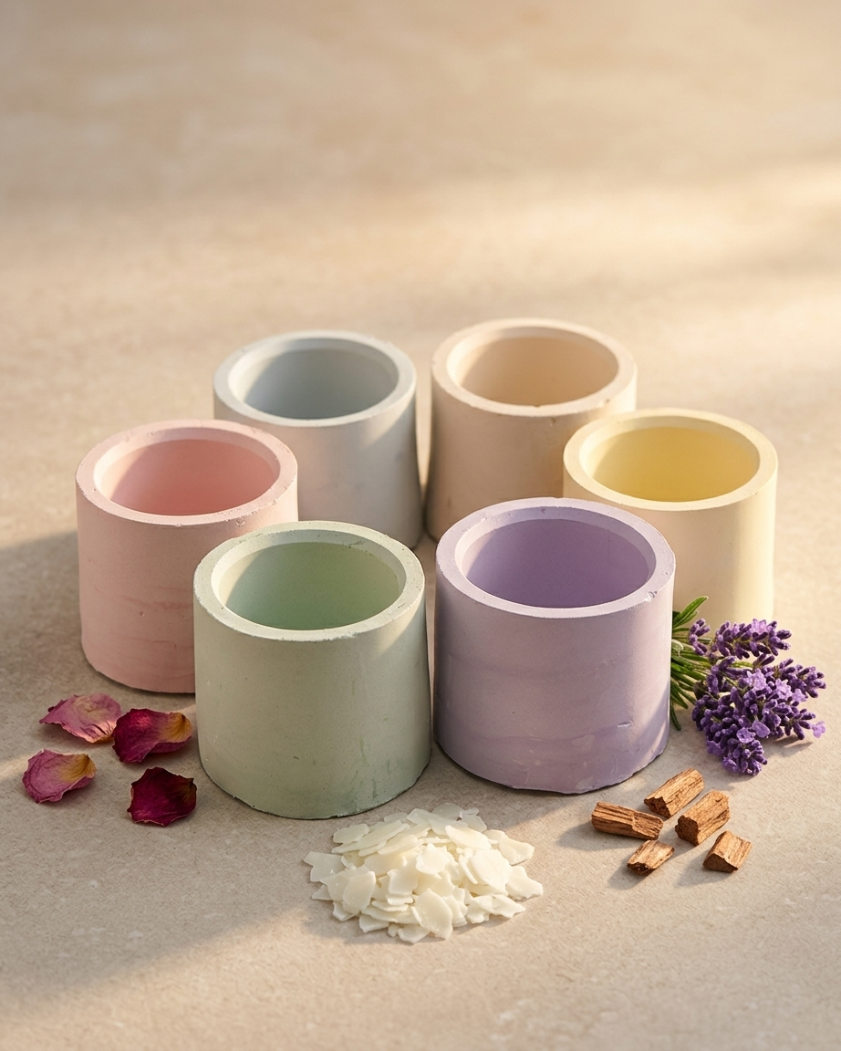 round circular concrete candle jar gypsum vessel empty empty open vessel Diwali gifting home decor India
