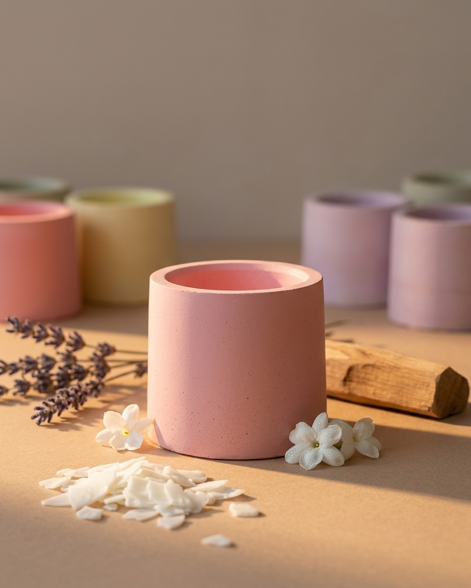 round circular concrete candle jar gypsum vessel empty empty open vessel wedding favour corporate gifting India