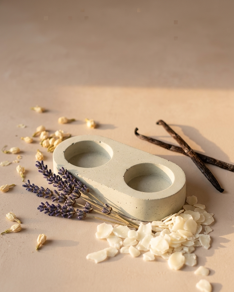 2 cavity double concrete tealight candle holder gypsum empty open vessel Diwali gifting home decor India