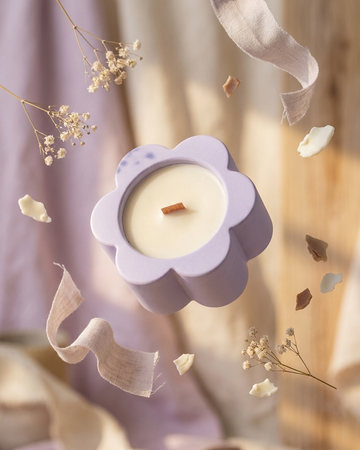 Flower shaped concrete gypsum tealight holder candle jar India floral decor Diwali wholesale