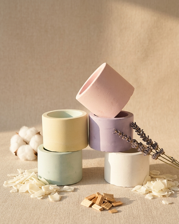 Small concrete gypsum tealight holder candle jar India compact vessel DIY event wholesale
