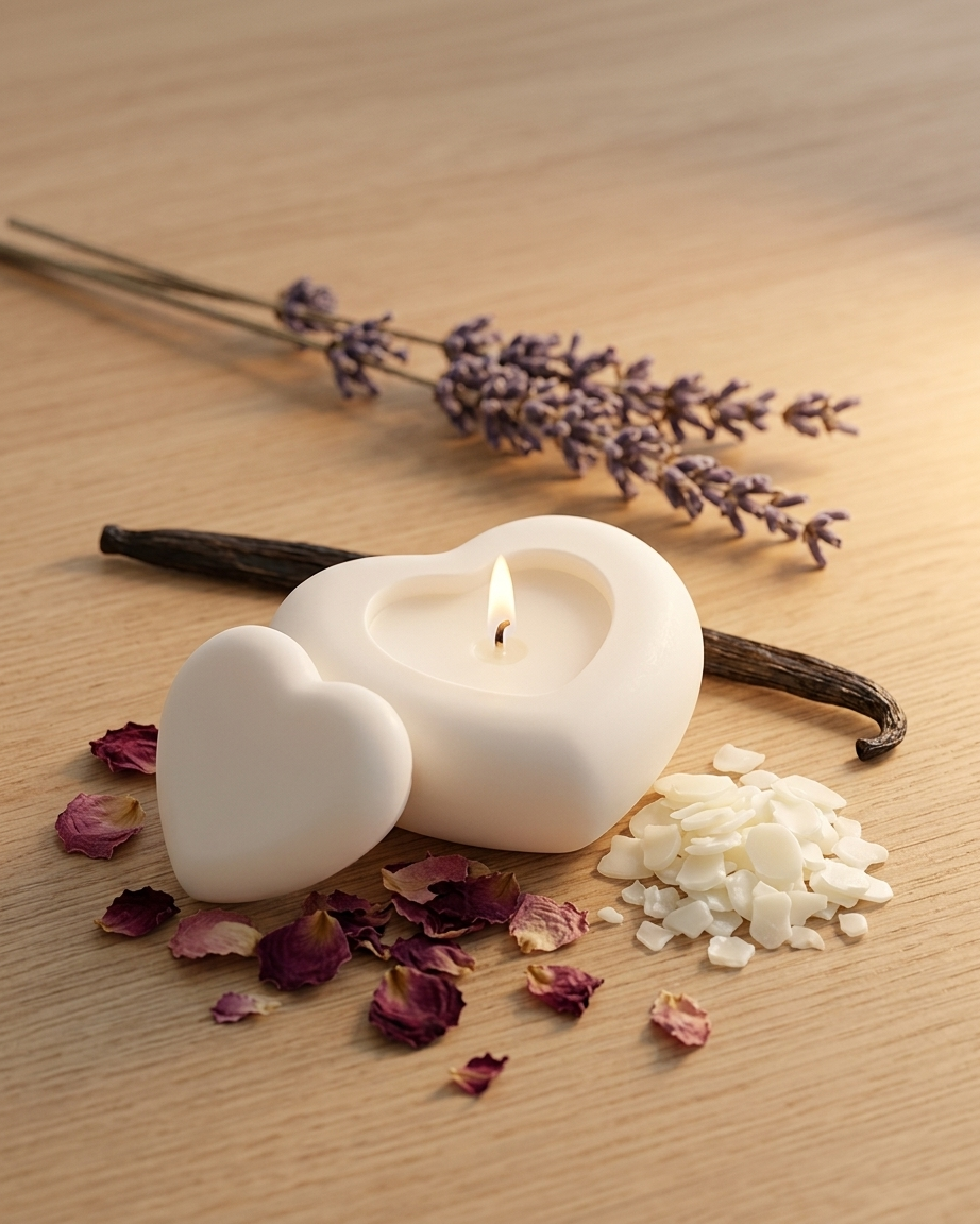 heart shaped concrete candle jar gypsum vessel empty with lid sealed gift ready Diwali gifting home decor India