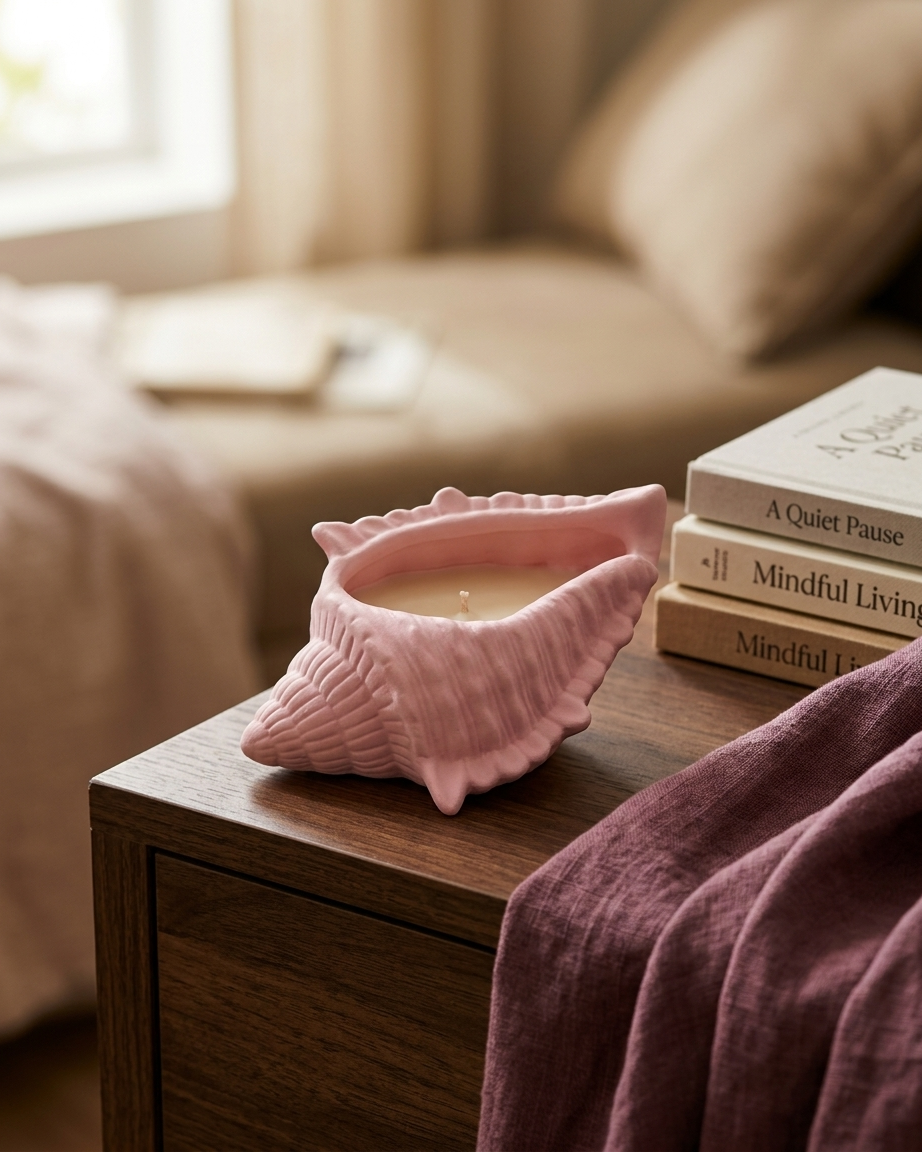 Conch shell concrete gypsum candle jar India coastal luxury vessel DIY soy wax wholesale