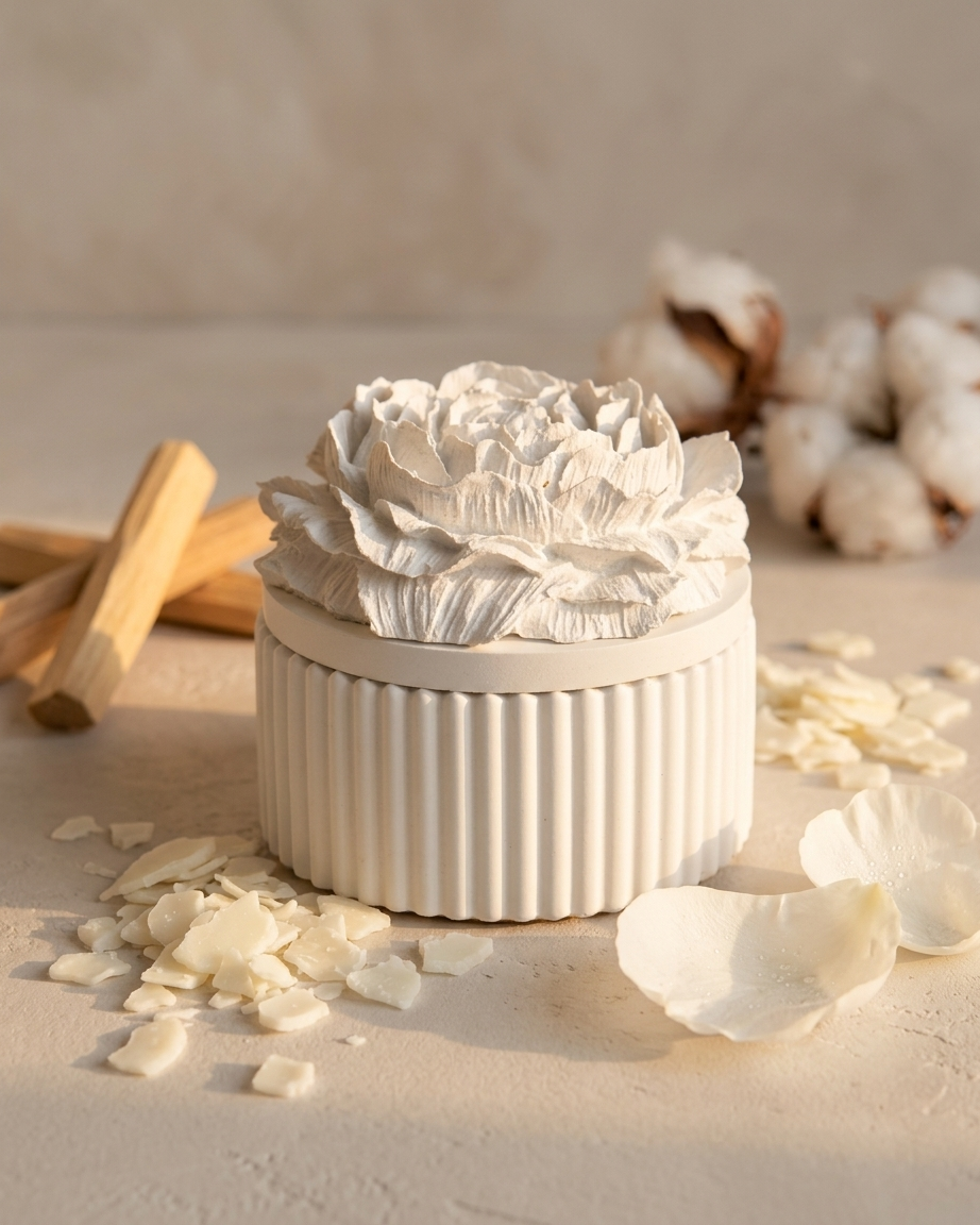 flower lid decorative concrete candle jar gypsum vessel empty with lid sealed gift ready wedding favour corporate gifting