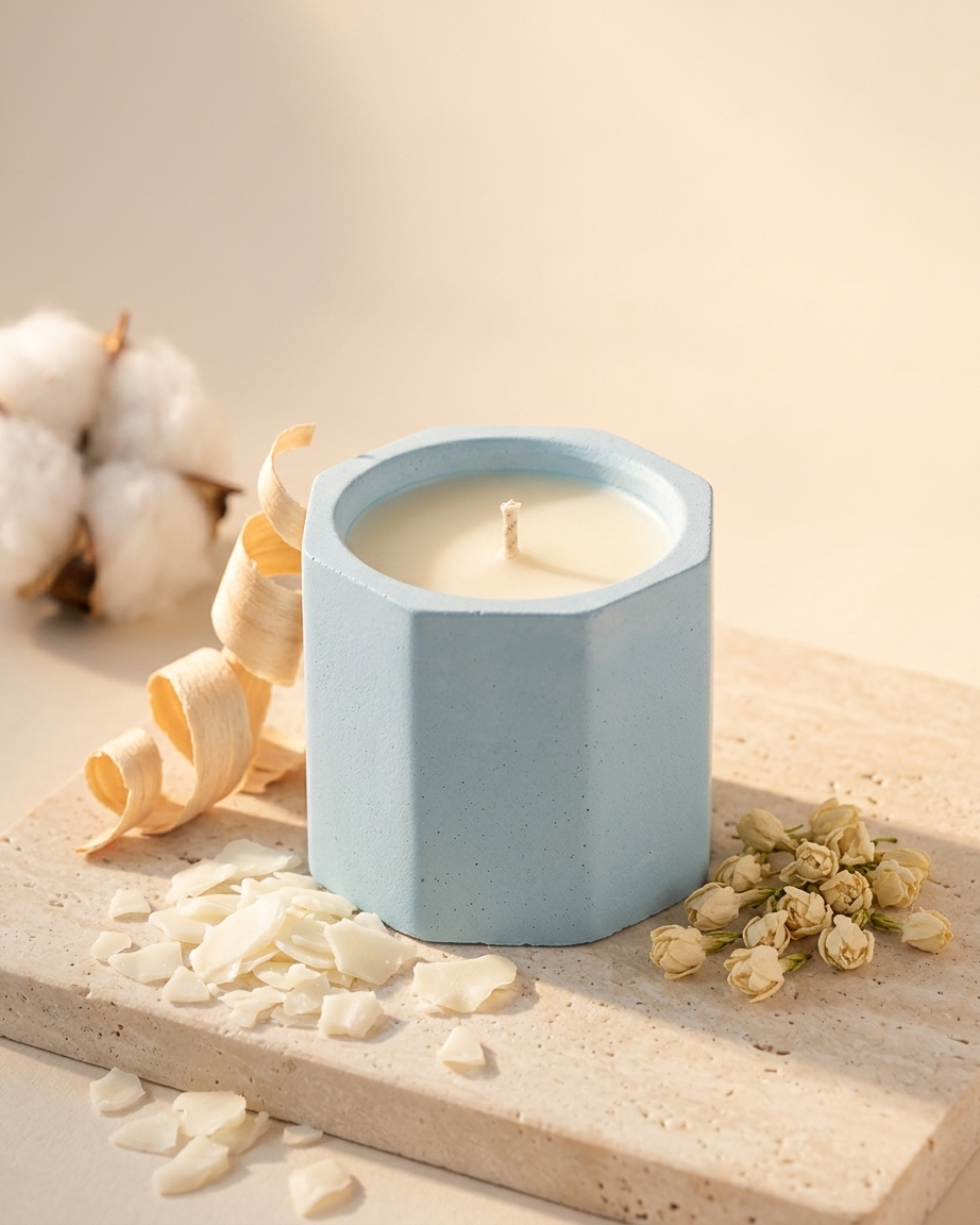 hexagon geometric modern concrete candle jar gypsum vessel empty empty open vessel wedding favour corporate gifting India