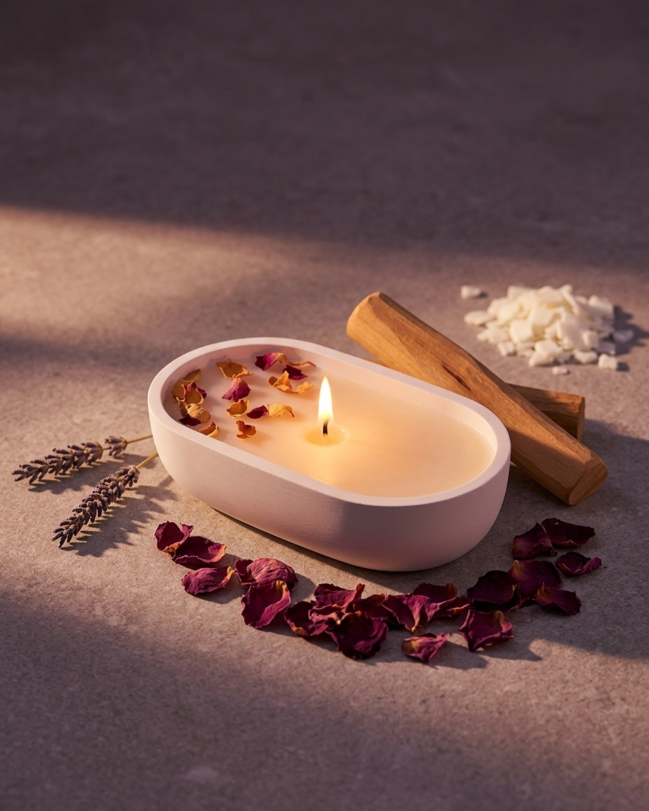 Concrete oval boat jar candle making India wide gypsum vessel DIY soy wax gifting wholesale