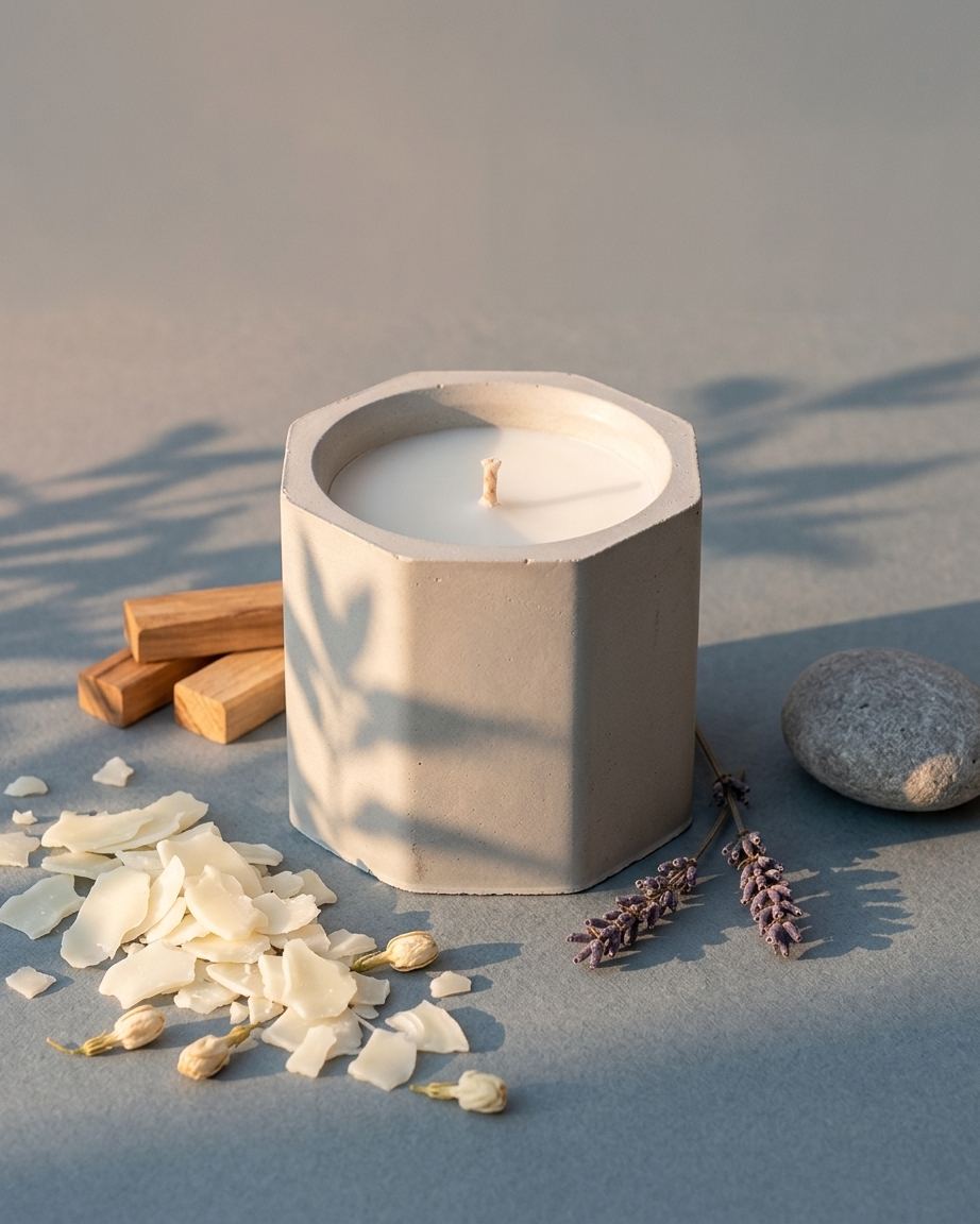 hexagon geometric modern concrete candle jar gypsum vessel empty empty open vessel handmade artisan candle jar India