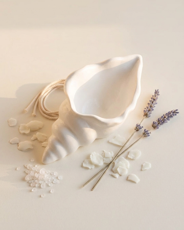 Conch shell concrete gypsum candle bowl India coastal artisan vessel DIY soy wax wholesale
