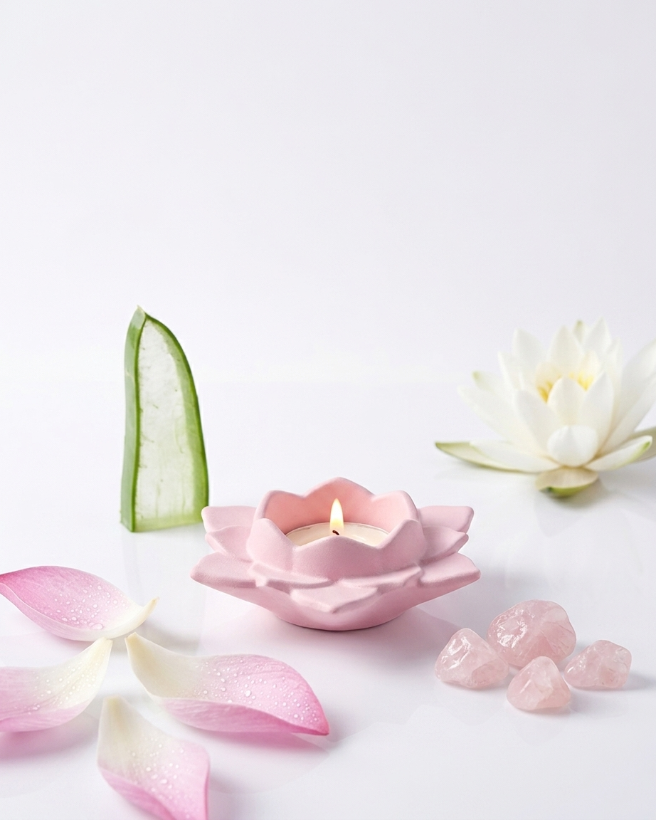 lotus flower shaped concrete candle jar gypsum vessel empty empty open vessel Diwali gifting home decor India