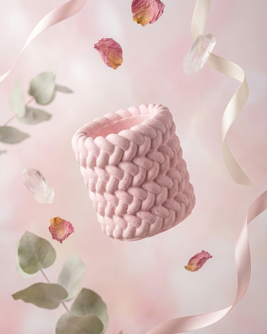 knitted pattern textured concrete candle jar gypsum vessel empty empty open vessel Diwali gifting home decor India