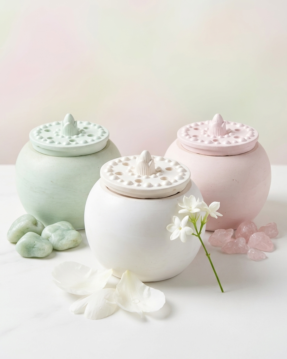 decorative lid embossed concrete candle jar gypsum vessel empty with lid sealed gift ready Diwali gifting home decor India