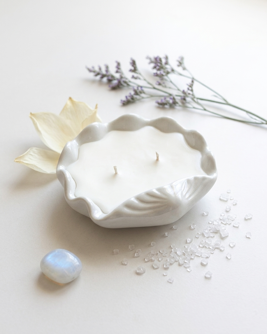 oyster shell coastal concrete trinket tray jewellery organiser gypsum empty open vessel Diwali gifting home decor India