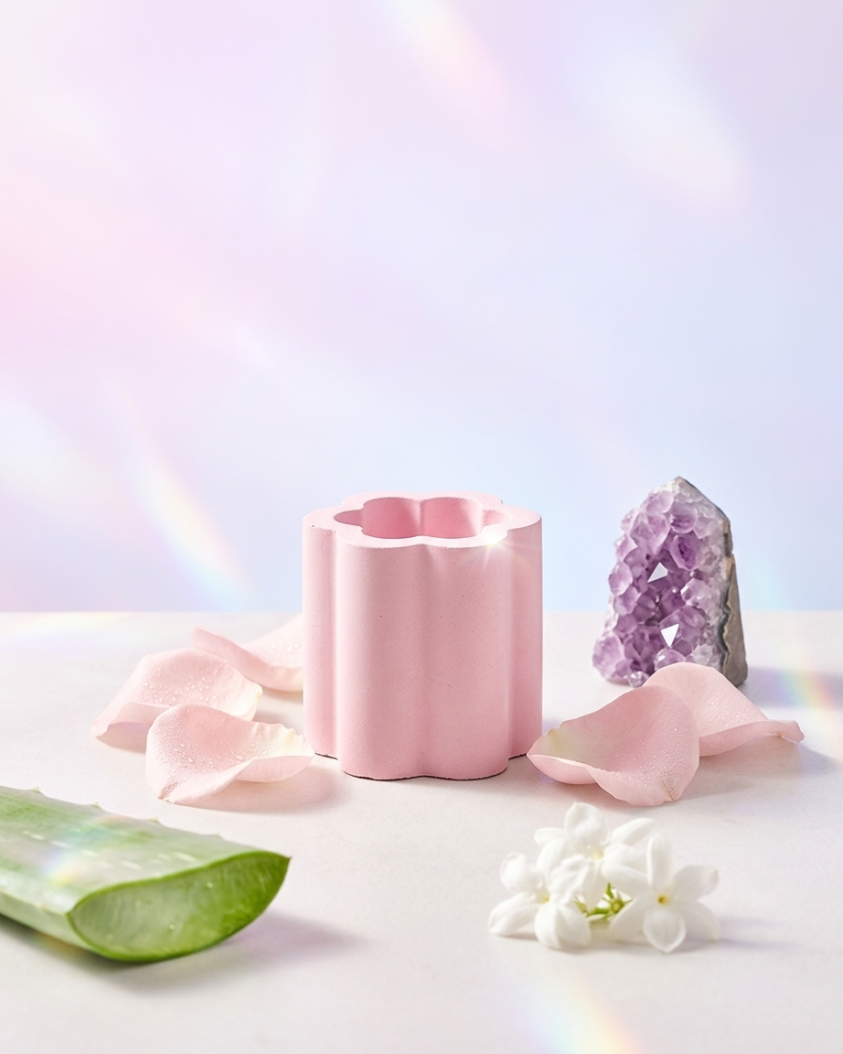 flower shaped concrete candle jar gypsum vessel empty empty open vessel wholesale bulk order India