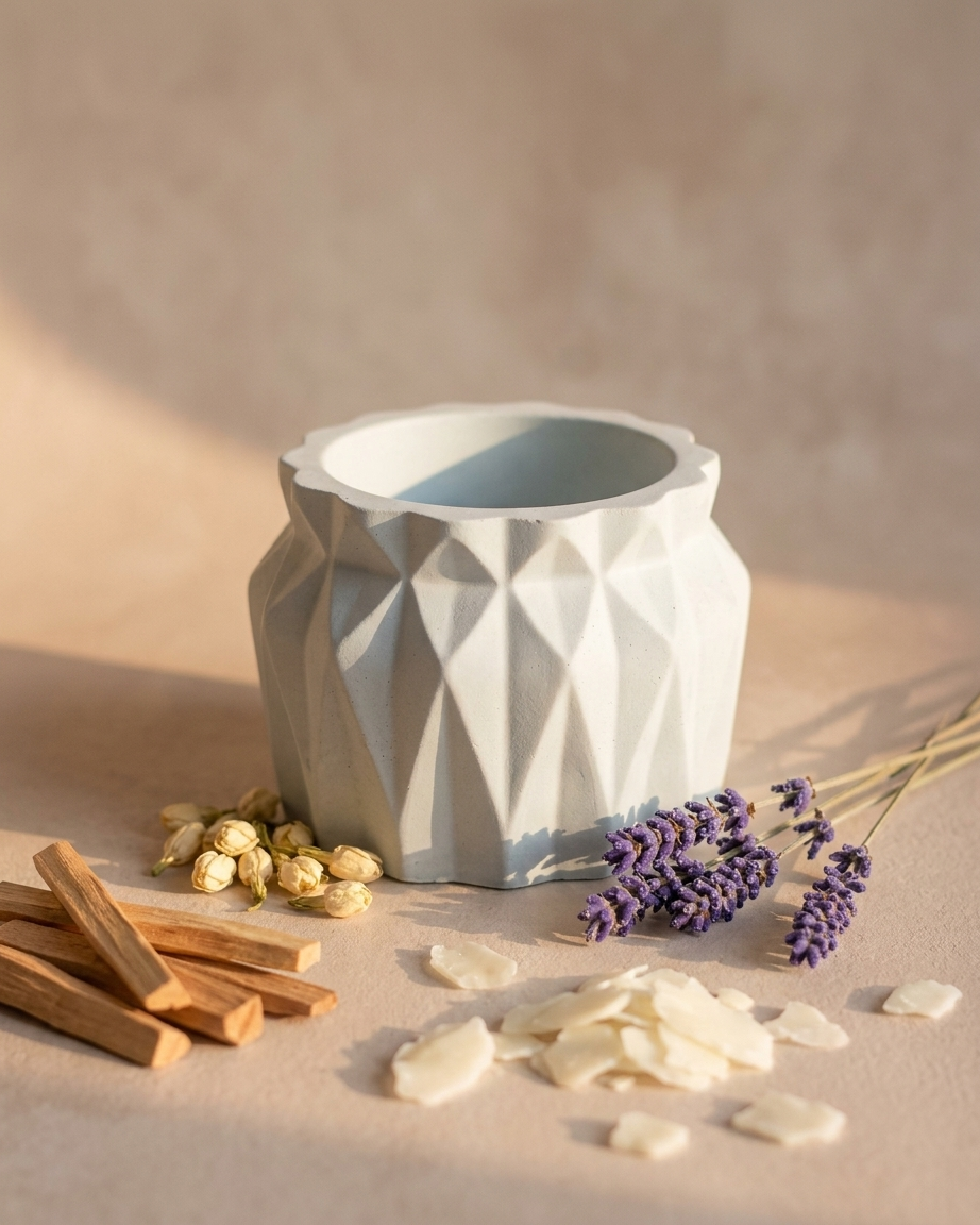 faceted angular premium concrete candle jar gypsum vessel empty empty open vessel wedding favour corporate gifting India