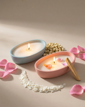 Concrete small boat jar candle making India gypsum vessel compact DIY candle wholesale