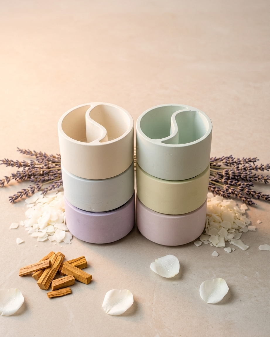 Concrete yin yang jar for candle making India gypsum spiritual meditation decor wholesale