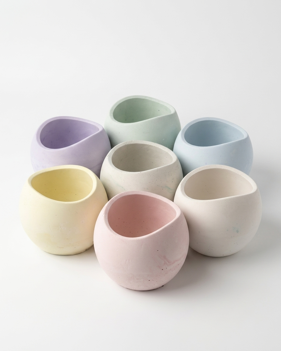 Concrete round designer jar for candle making India gypsum premium vessel DIY wholesale