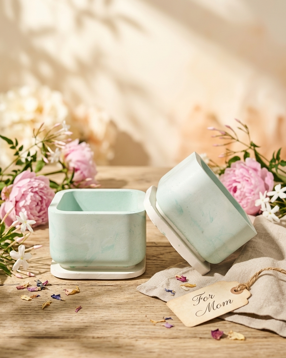 Concrete tealight jar with base gypsum candle holder candle making wholesale India
