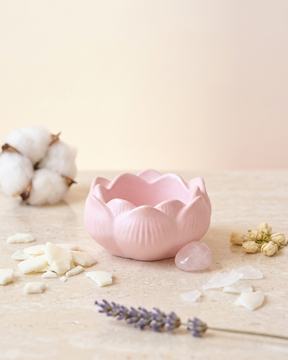 lotus flower shaped concrete candle jar gypsum vessel empty empty open vessel wedding favour corporate gifting India