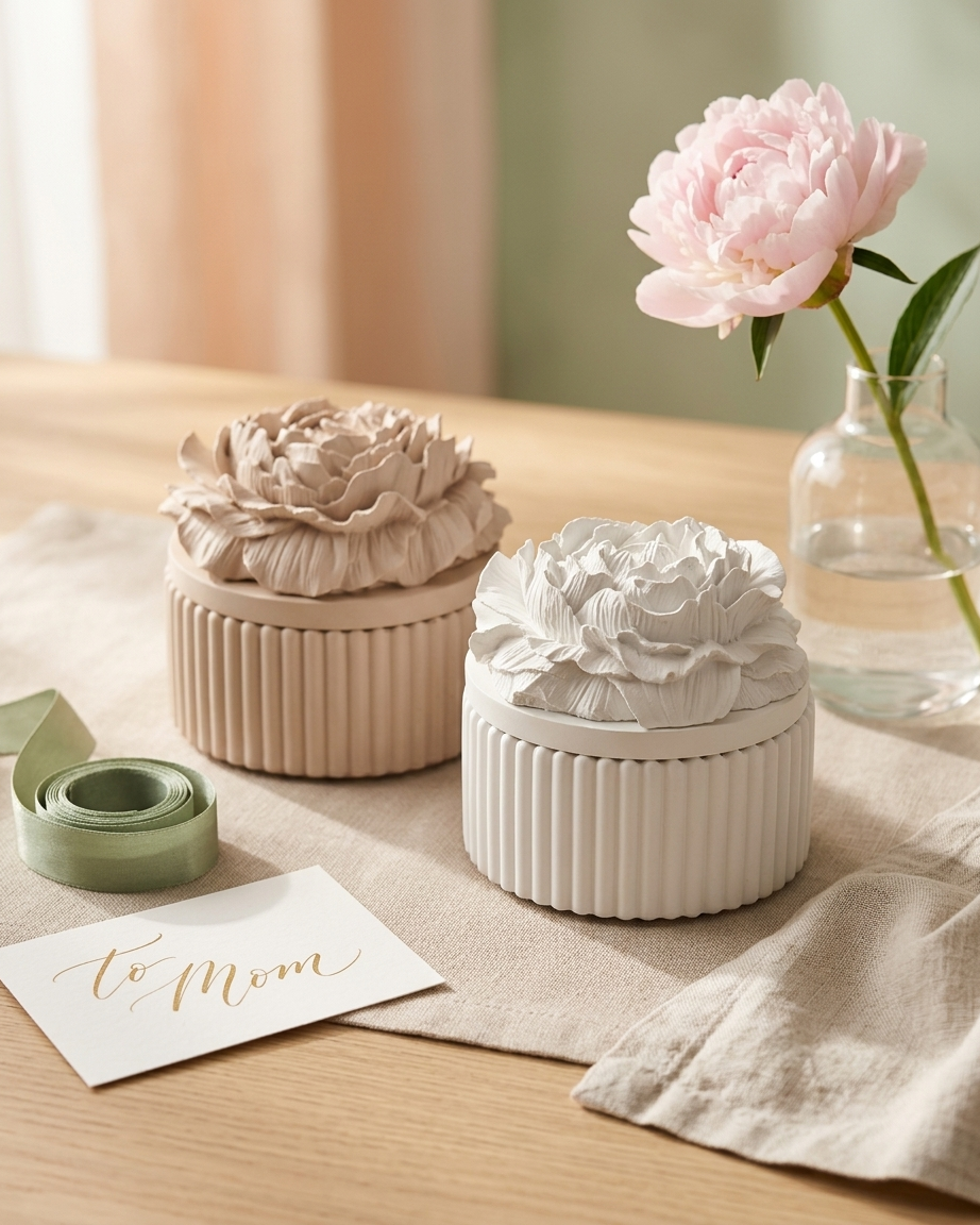 flower lid decorative concrete candle jar gypsum vessel empty with lid sealed gift ready handmade artisan candle jar India