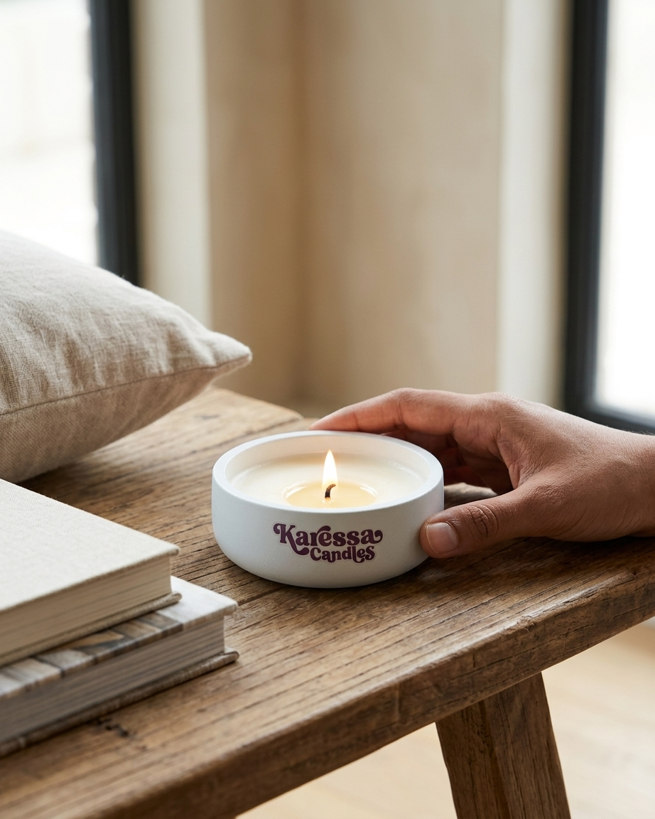 round dish tealight concrete candle jar gypsum vessel empty empty open vessel Diwali gifting home decor India