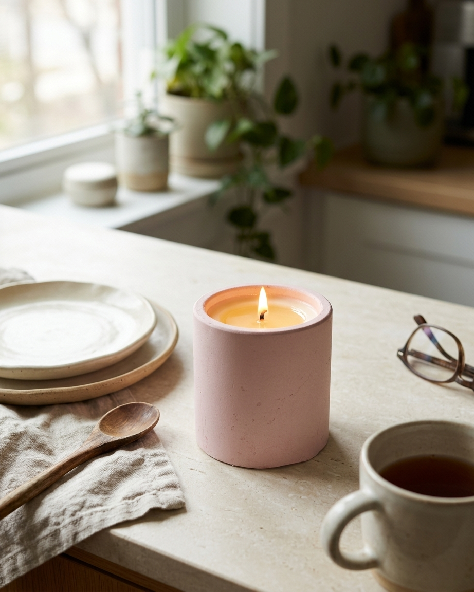 cylindrical round pillar concrete candle jar gypsum vessel empty empty open vessel Diwali gifting home decor India