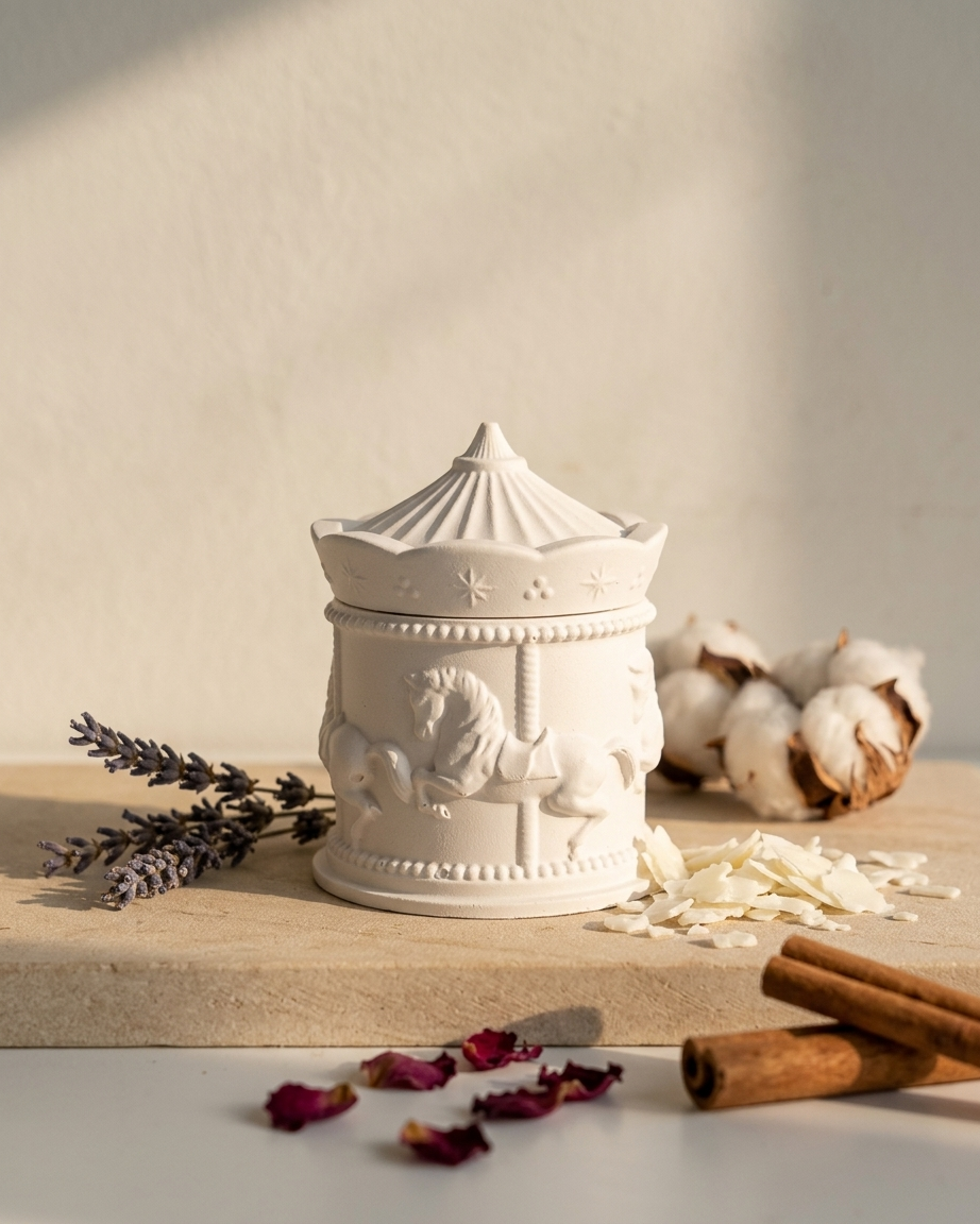 carousel novelty unique concrete candle jar gypsum vessel empty empty open vessel wedding favour corporate gifting India