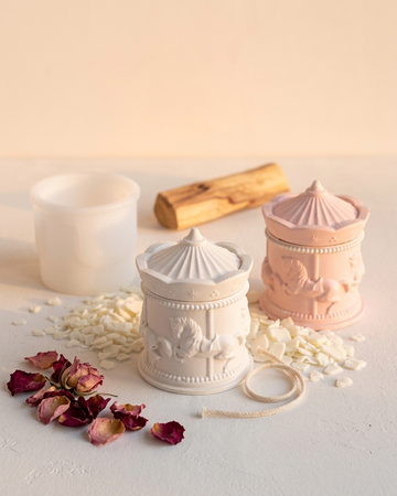Carousel concrete gypsum candle jar India unique novelty gifting vessel DIY soy wax wholesale