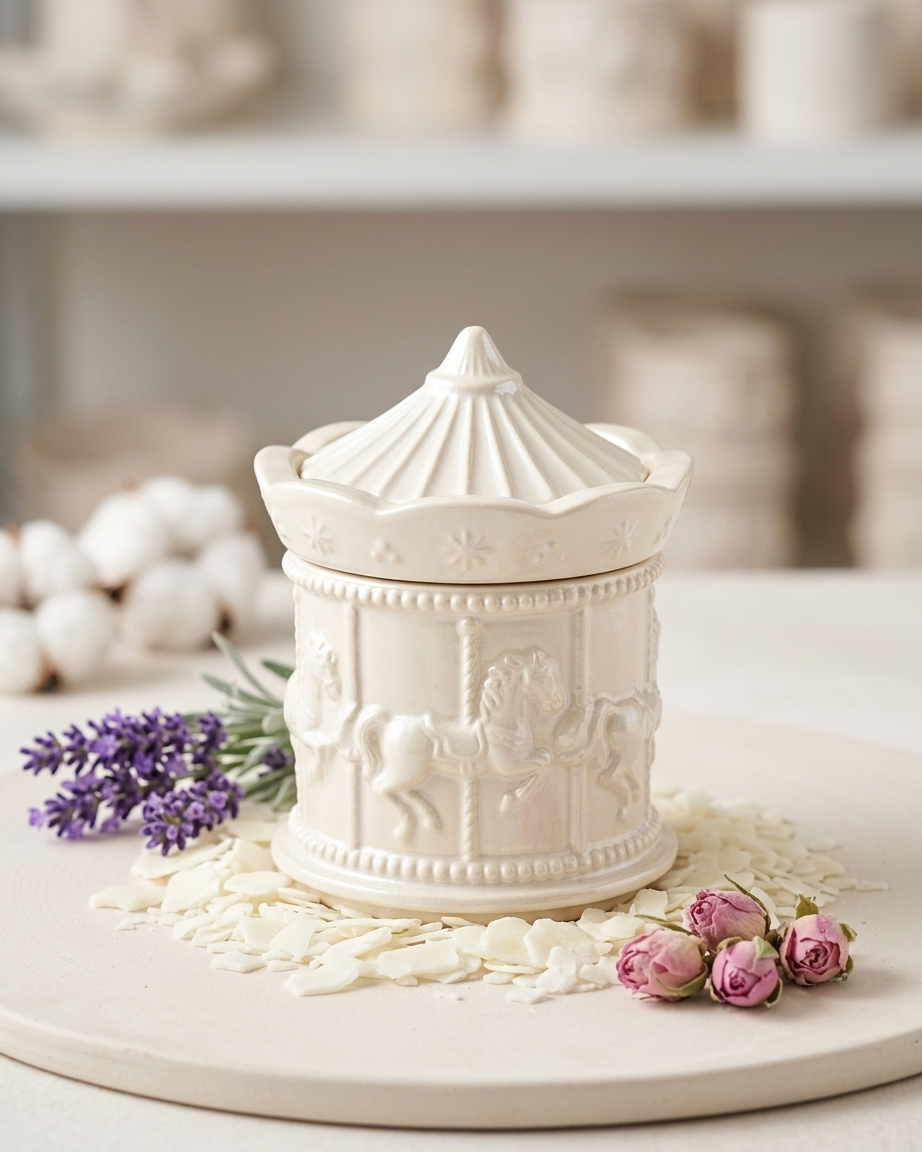 carousel novelty unique concrete candle jar gypsum vessel empty empty open vessel handmade artisan candle jar India