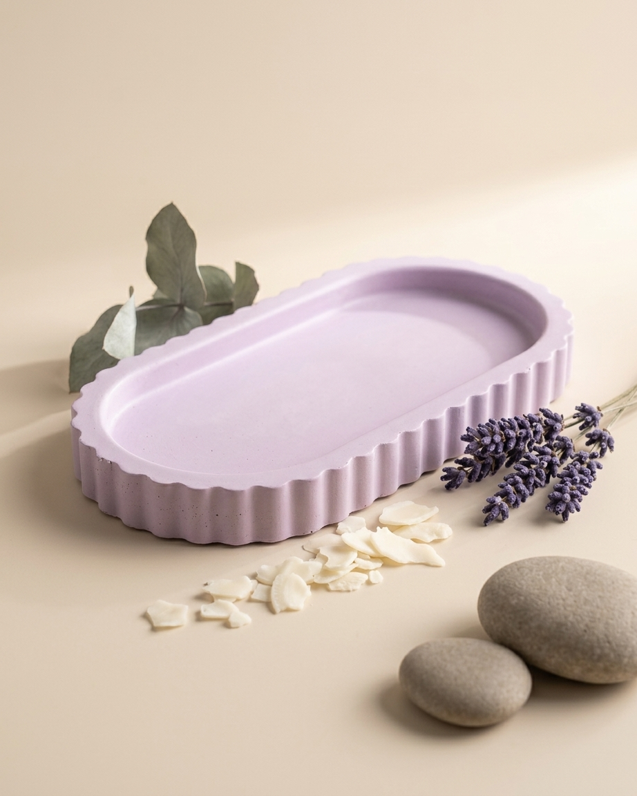 oval shaped concrete trinket tray jewellery organiser gypsum empty open vessel Diwali gifting home decor India