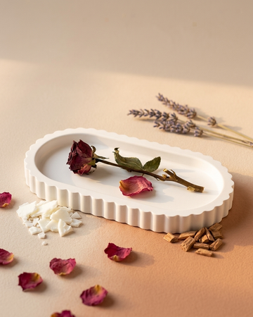 Wavy oval concrete gypsum trinket tray jewellery ring organiser vanity decor India wholesale