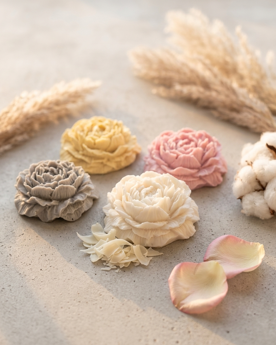 3D peony flower diffuser concrete gypsum aroma diffuser stone decor empty open vessel bulk pack candle supplier Surat