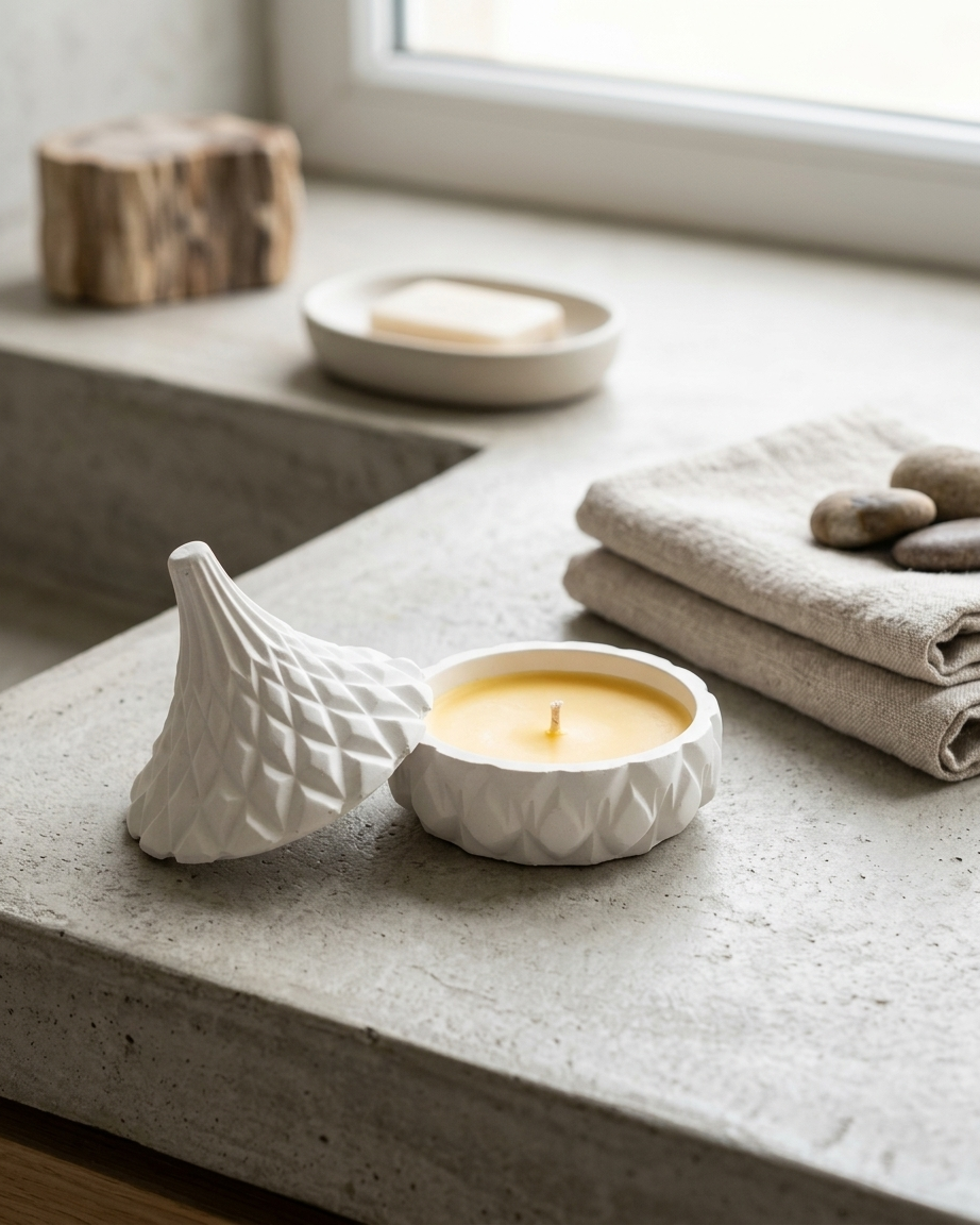 dome lid covered concrete candle jar gypsum vessel empty with lid sealed gift ready wedding favour corporate gifting India
