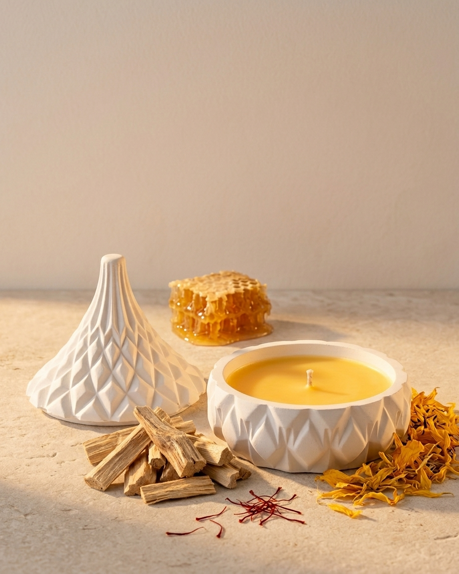dome lid covered concrete candle jar gypsum vessel empty with lid sealed gift ready handmade artisan candle jar India